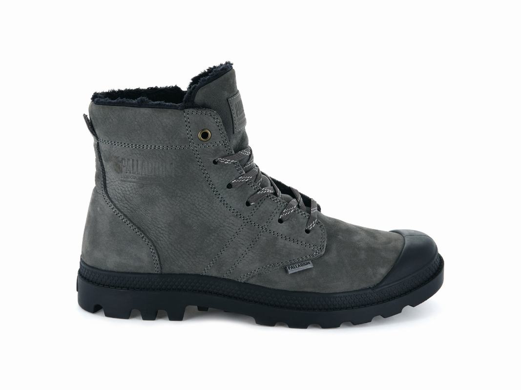 Palladium Pallabrousse Leather S Men's Boots Grey/Dark Grey (JUWM61830)